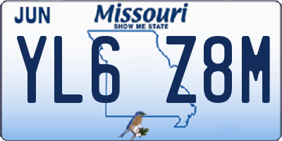 MO license plate YL6Z8M