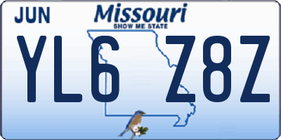 MO license plate YL6Z8Z