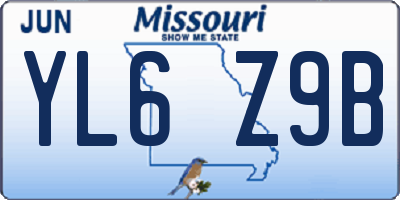 MO license plate YL6Z9B