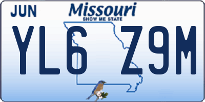 MO license plate YL6Z9M