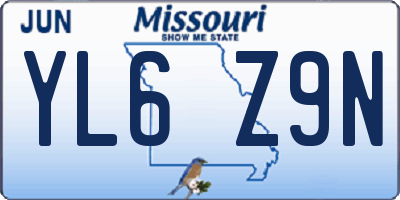 MO license plate YL6Z9N