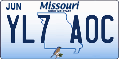 MO license plate YL7A0C
