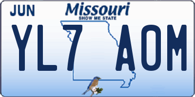 MO license plate YL7A0M