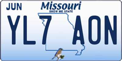 MO license plate YL7A0N