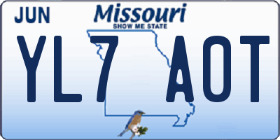 MO license plate YL7A0T