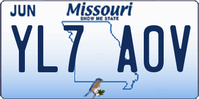 MO license plate YL7A0V