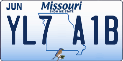 MO license plate YL7A1B