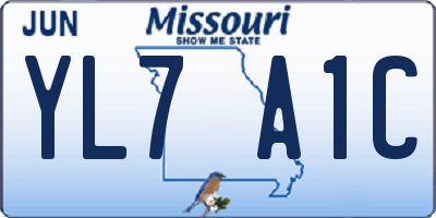MO license plate YL7A1C