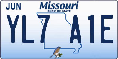 MO license plate YL7A1E