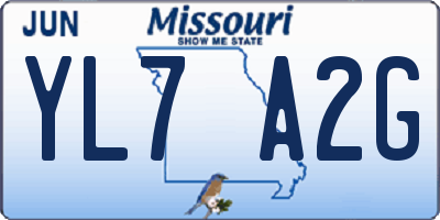 MO license plate YL7A2G