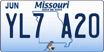 MO license plate YL7A2O