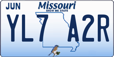 MO license plate YL7A2R