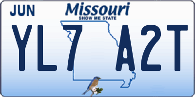 MO license plate YL7A2T