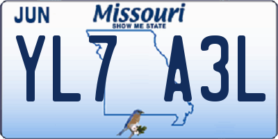 MO license plate YL7A3L