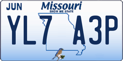 MO license plate YL7A3P