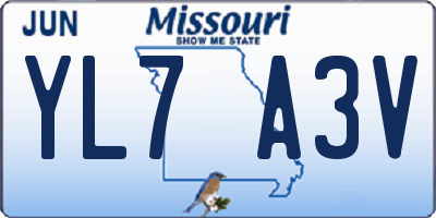 MO license plate YL7A3V
