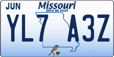 MO license plate YL7A3Z