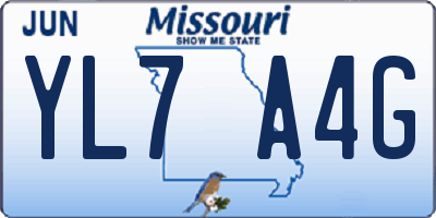 MO license plate YL7A4G