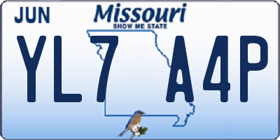 MO license plate YL7A4P