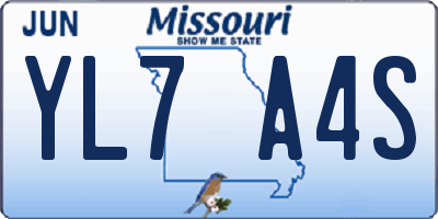 MO license plate YL7A4S