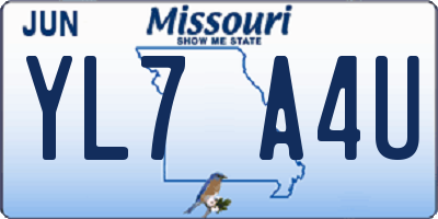 MO license plate YL7A4U
