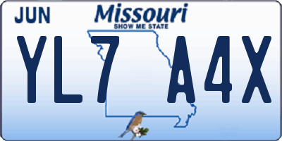 MO license plate YL7A4X