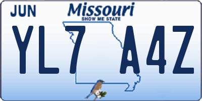 MO license plate YL7A4Z