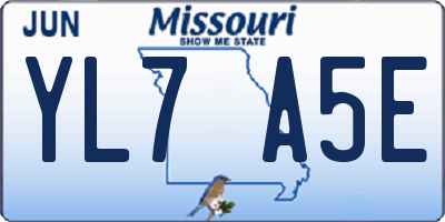 MO license plate YL7A5E