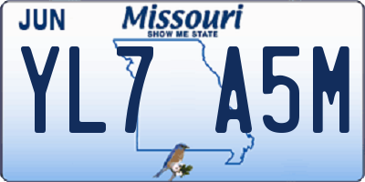 MO license plate YL7A5M