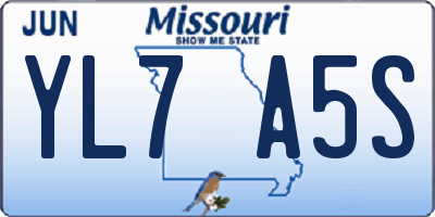 MO license plate YL7A5S