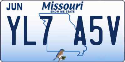 MO license plate YL7A5V