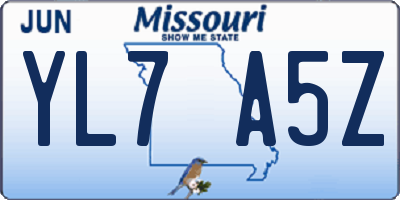 MO license plate YL7A5Z