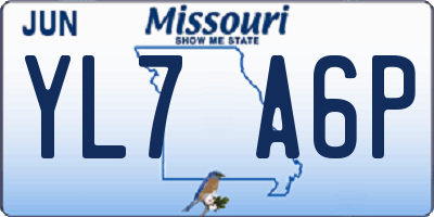 MO license plate YL7A6P