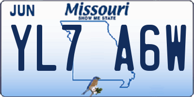 MO license plate YL7A6W