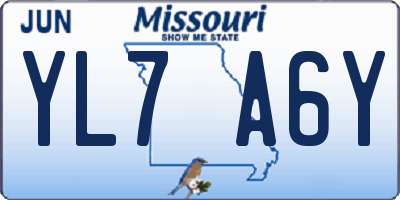 MO license plate YL7A6Y