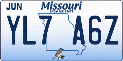 MO license plate YL7A6Z