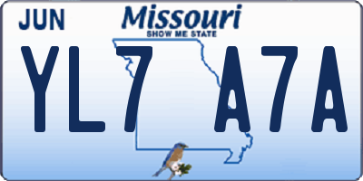 MO license plate YL7A7A