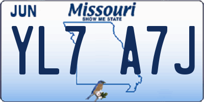 MO license plate YL7A7J