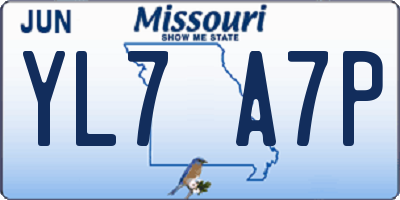 MO license plate YL7A7P