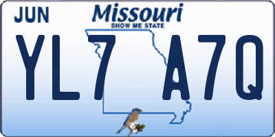 MO license plate YL7A7Q