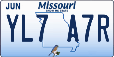 MO license plate YL7A7R