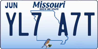 MO license plate YL7A7T