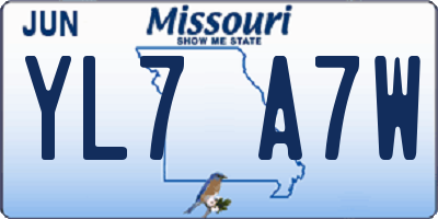 MO license plate YL7A7W