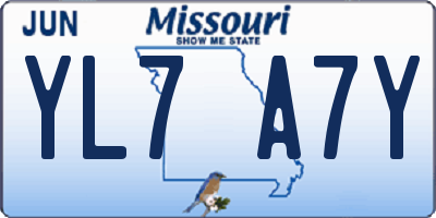 MO license plate YL7A7Y