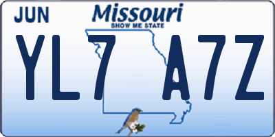 MO license plate YL7A7Z