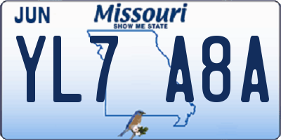 MO license plate YL7A8A