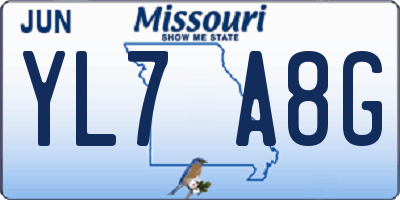 MO license plate YL7A8G