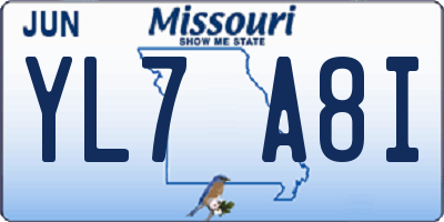 MO license plate YL7A8I