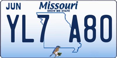 MO license plate YL7A8O