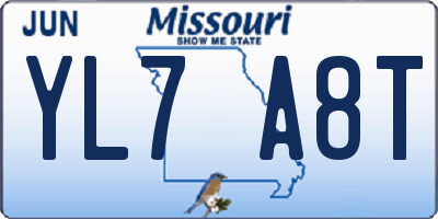 MO license plate YL7A8T